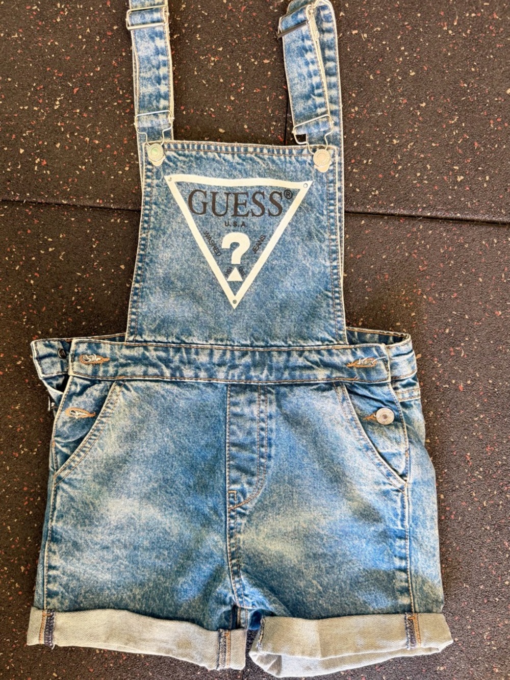 GUESS Light Blue Denim Short Overalls